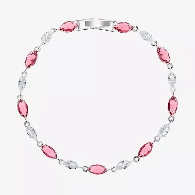 Sparkle Allure Womens Red Cubic Zirconia Pure Silver Over Brass Marquise 7.5 Inch Tennis Bracelet