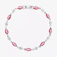 Sparkle Allure Womens Red Cubic Zirconia Pure Silver Over Brass Marquise 7.5 Inch Tennis Bracelet