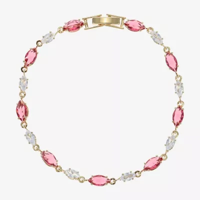 Sparkle Allure Womens Red Cubic Zirconia 14K Gold Over Brass Marquise 7.5 Inch Tennis Bracelet