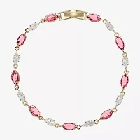 Sparkle Allure Womens Red Cubic Zirconia 14K Gold Over Brass Marquise 7.5 Inch Tennis Bracelet