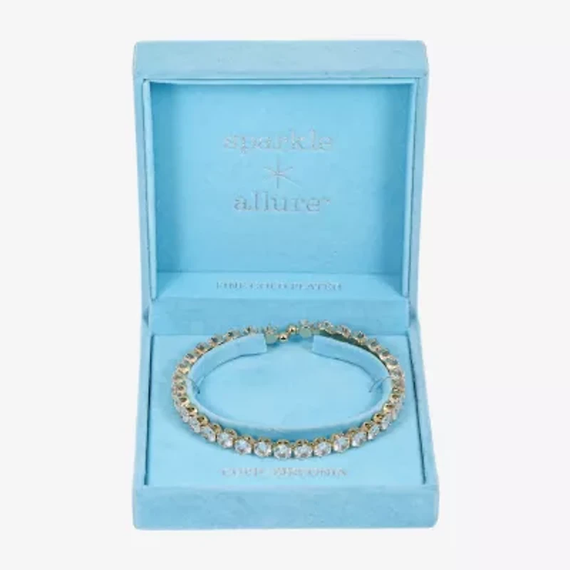 Sparkle Allure Coil Womens Cubic Zirconia 14K Gold Over Brass Wrap Bracelet