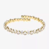 Sparkle Allure Coil Womens Cubic Zirconia 14K Gold Over Brass Wrap Bracelet