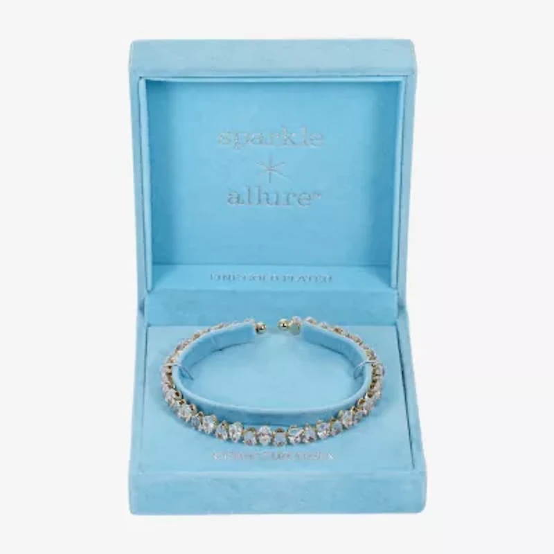 Sparkle Allure Coil Womens Cubic Zirconia 14K Gold Over Brass Wrap Bracelet