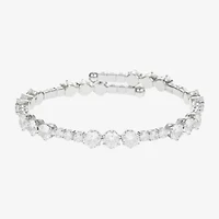 Sparkle Allure Coil Womens Cubic Zirconia Pure Silver Over Brass Wrap Bracelet