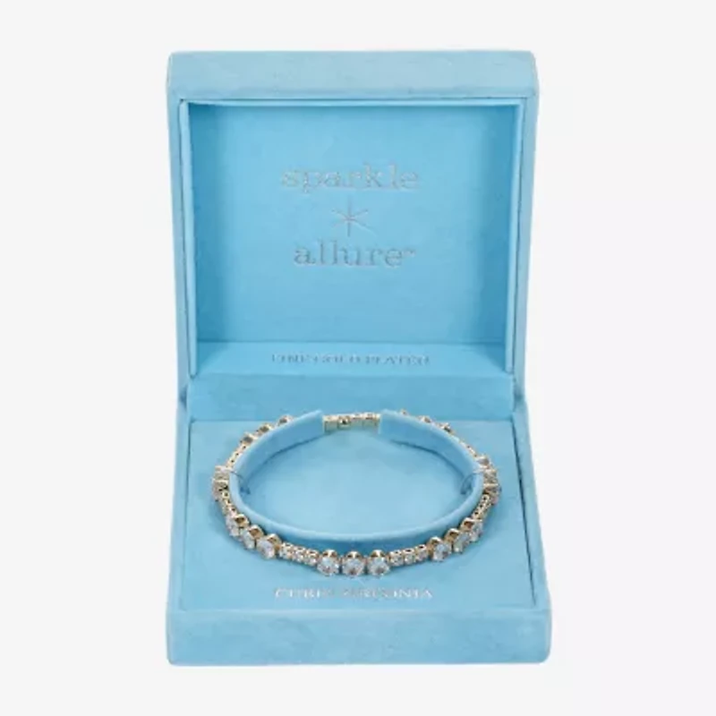 Sparkle Allure Coil Womens Cubic Zirconia 14K Gold Over Brass Wrap Bracelet