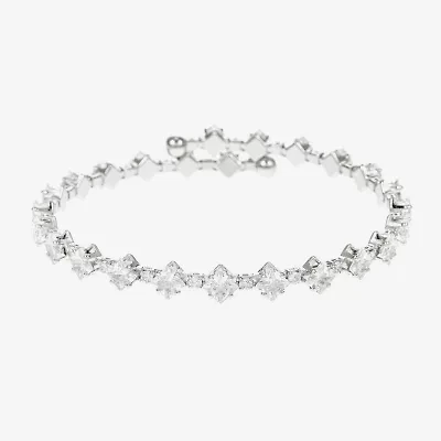 Sparkle Allure Coil Womens Cubic Zirconia Pure Silver Over Brass Wrap Bracelet