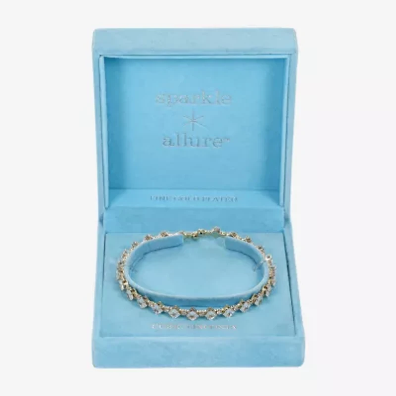 Sparkle Allure Coil Womens Cubic Zirconia 14K Gold Over Brass Wrap Bracelet