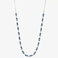 Sparkle Allure Womens Blue Cubic Zirconia Pure Silver Over Brass 16 Inch Tennis Necklace