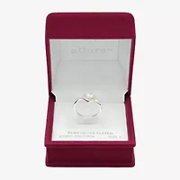 Sparkle Allure Womens Cubic Zirconia Pure Silver Over Brass Heart Halo Cocktail Ring