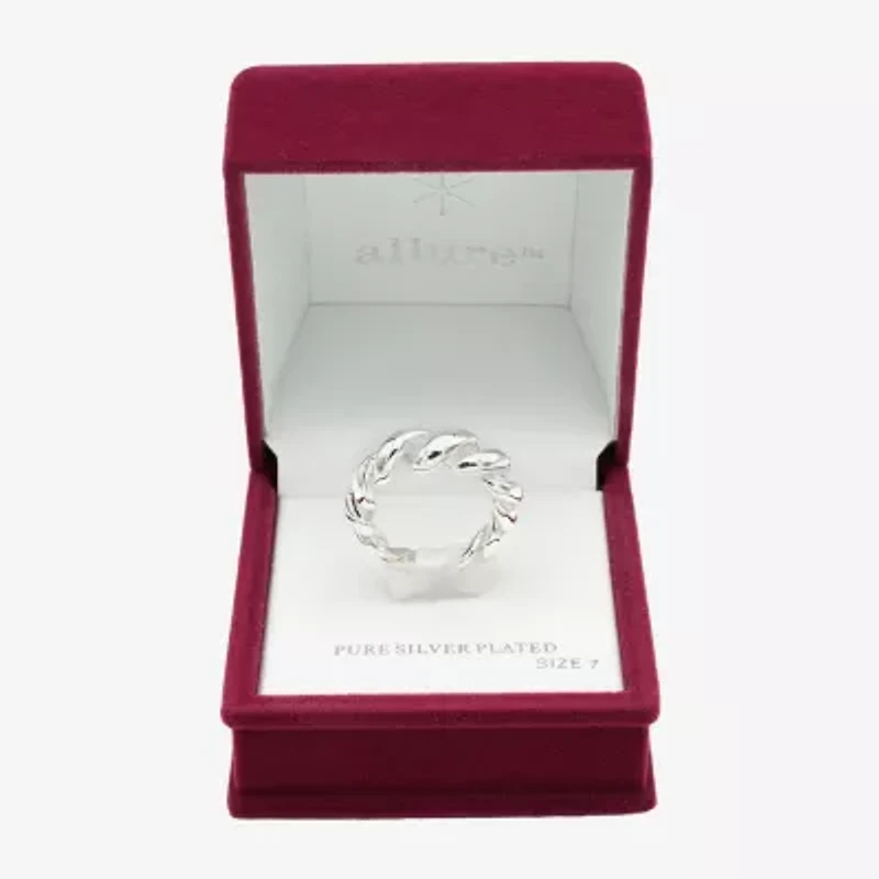 Sparkle Allure Open Womens 4MM Pure Silver Over Brass Band
