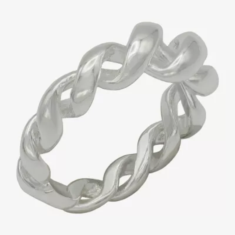 Sparkle Allure Open Womens 4MM Pure Silver Over Brass Band