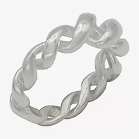 Sparkle Allure Open Womens 4MM Pure Silver Over Brass Band
