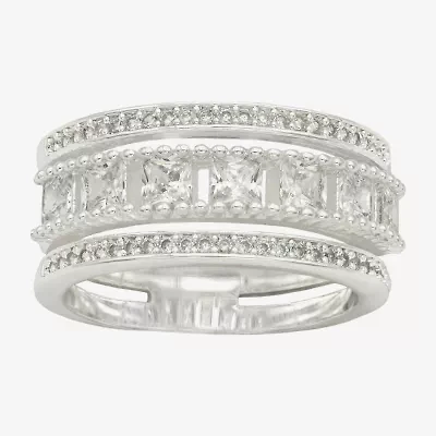 Sparkle Allure Womens 9M Cubic Zirconia Pure Silver Over Brass Band