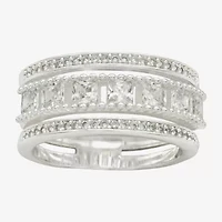 Sparkle Allure Womens 9M Cubic Zirconia Pure Silver Over Brass Band