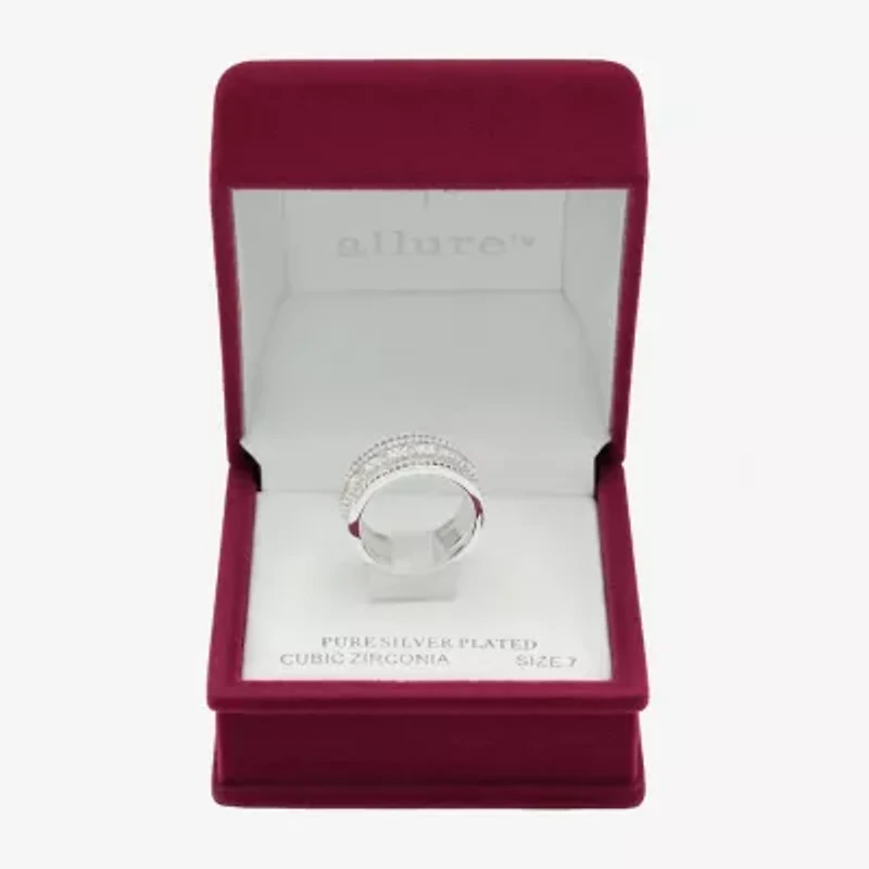 Sparkle Allure Womens 9M Cubic Zirconia Pure Silver Over Brass Band