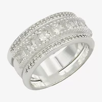 Sparkle Allure Womens 9M Cubic Zirconia Pure Silver Over Brass Band