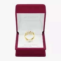 Sparkle Allure Womens 3.5MM Simulated Pearl Cubic Zirconia 14K Gold Over Brass Bow Band