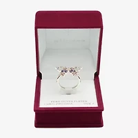 Sparkle Allure Womens Multi Color Cubic Zirconia Pure Silver Over Brass Butterfly Cocktail Ring