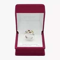 Sparkle Allure Womens Multi Color Crystal Pure Silver Over Brass Marquise Cocktail Ring