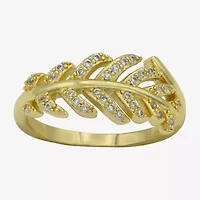 Sparkle Allure Open Womens 2MM Cubic Zirconia 14K Gold Over Brass Band