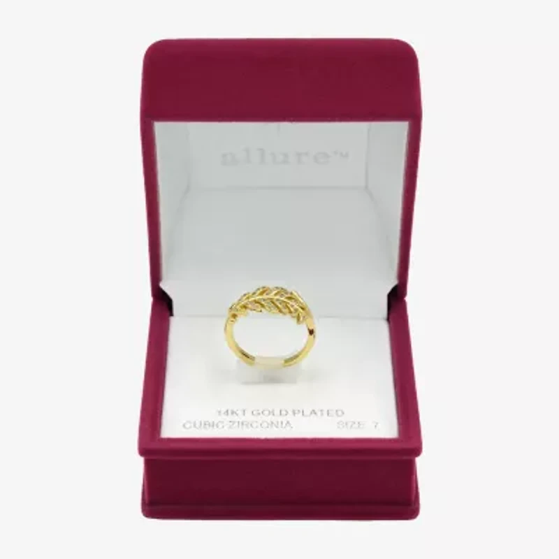Sparkle Allure Open Womens 2MM Cubic Zirconia 14K Gold Over Brass Band