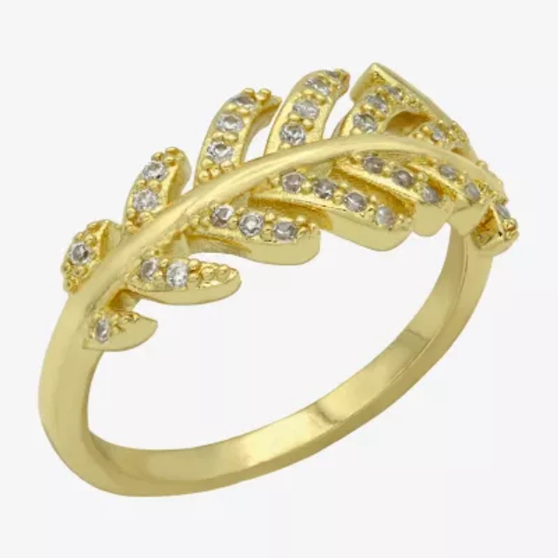 Sparkle Allure Open Womens 2MM Cubic Zirconia 14K Gold Over Brass Band