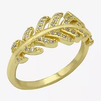 Sparkle Allure Open Womens 2MM Cubic Zirconia 14K Gold Over Brass Band