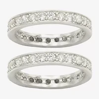 Sparkle Allure Womens Crystal Pure Silver Over Brass Eternity Ring Set
