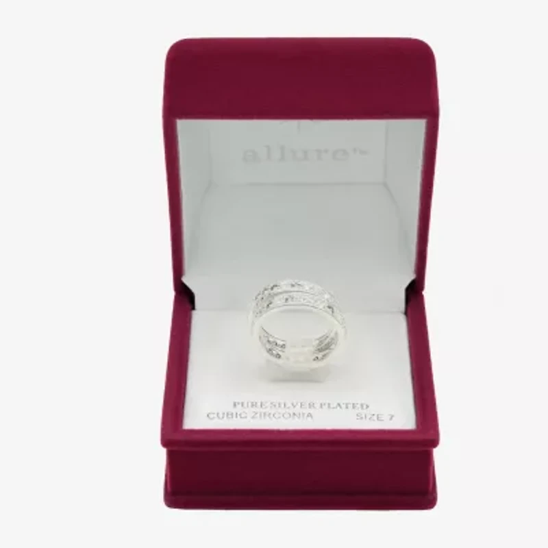 Sparkle Allure Womens Crystal Pure Silver Over Brass Eternity Ring Set