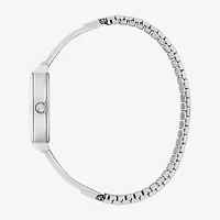 Caravelle Designed By Bulova Womens Crystal Accent Silver Tone Stainless Steel Bangle Watch 43l223