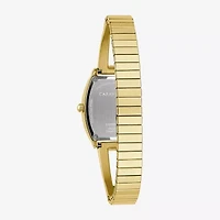 Caravelle Designed By Bulova Womens Crystal Accent Gold Tone Stainless Steel Bangle Watch 44l226