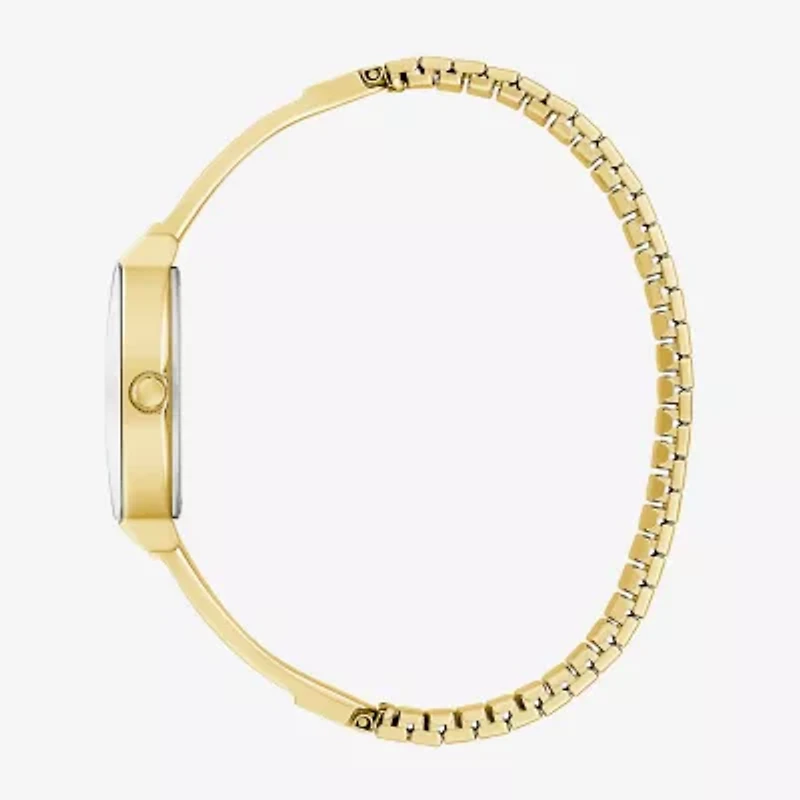 Caravelle Designed By Bulova Womens Crystal Accent Gold Tone Stainless Steel Bangle Watch 44l226