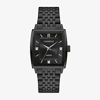 Caravelle Designed By Bulova Mens Diamond Accent Black Stainless Steel Bracelet Watch 45d111