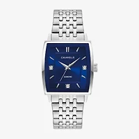 Caravelle Designed By Bulova Mens Diamond Accent Silver Tone Stainless Steel Bracelet Watch 43d108