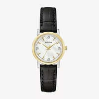 Bulova Sutton Womens Diamond Accent Black Leather Strap Watch 98p225