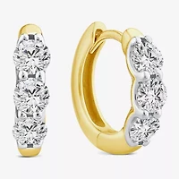 (Si2/ H) Womens 1 CT. T.W. Lab Grown White Diamond 10K Gold 14mm Hoop Earrings