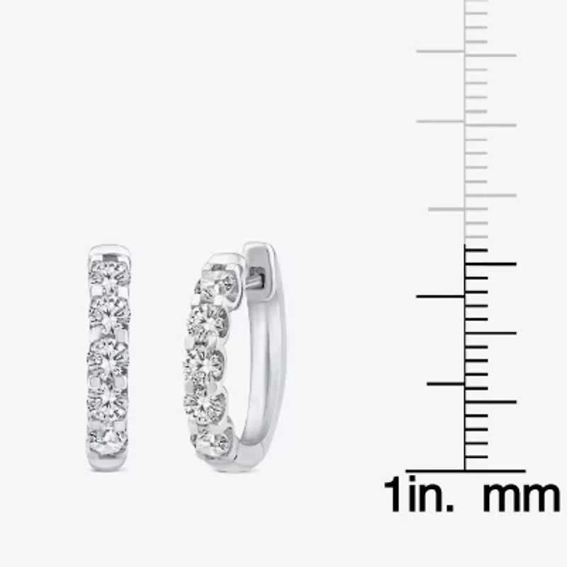 (Si2/ H) Womens 1 CT. T.W. Lab Grown White Diamond 10K White Gold 16.2mm Hoop Earrings