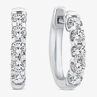 (Si2/ H) Womens 1 CT. T.W. Lab Grown White Diamond 10K White Gold 16.2mm Hoop Earrings