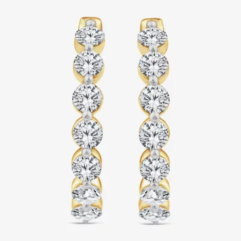 (F,Si2)				 Womens 2 CT. T.W. Lab Grown White Diamond 10K Gold 17.2mm Hoop Earrings