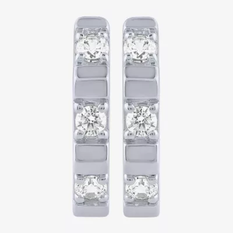 (G/ Si2) Womens 1/4 CT. T.W. Lab Grown White Diamond 10K Gold 13.8mm Hoop Earrings