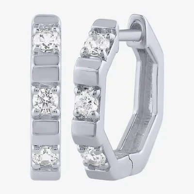 (G/ Si2) Womens 1/4 CT. T.W. Lab Grown White Diamond 10K Gold 13.8mm Hoop Earrings