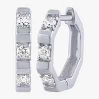 (G/ Si2) Womens 1/4 CT. T.W. Lab Grown White Diamond 10K Gold 13.8mm Hoop Earrings