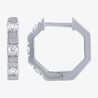 (G/ Si2) Womens 1/4 CT. T.W. Lab Grown White Diamond 10K Gold 13.8mm Hoop Earrings