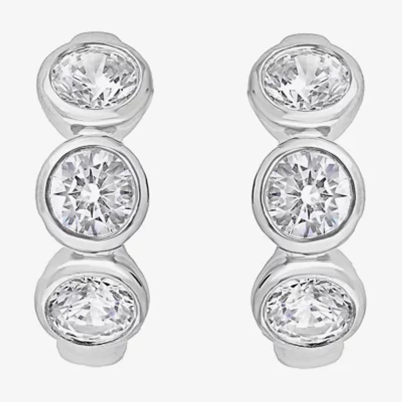 (G/ Si2) Womens 1 1/2 CT. T.W. Lab Grown White Diamond 10K Gold 16.2mm Hoop Earrings