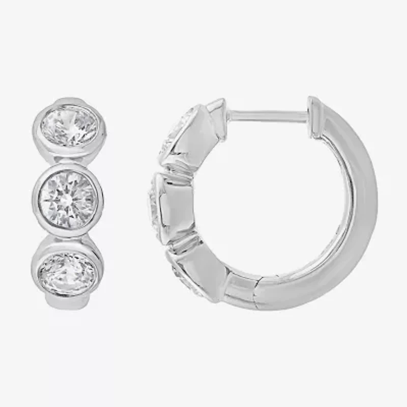 (G/ Si2) Womens 1 1/2 CT. T.W. Lab Grown White Diamond 10K Gold 16.2mm Hoop Earrings