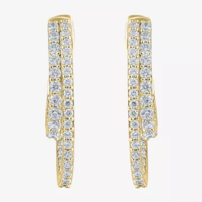 (G/ Si2) Womens 1 CT. T.W. Lab Grown White Diamond 10K White Gold 22.5mm Hoop Earrings