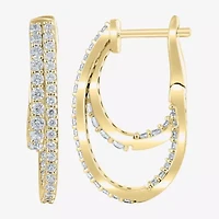 (G/ Si2) Womens 1 CT. T.W. Lab Grown White Diamond 10K White Gold 22.5mm Hoop Earrings