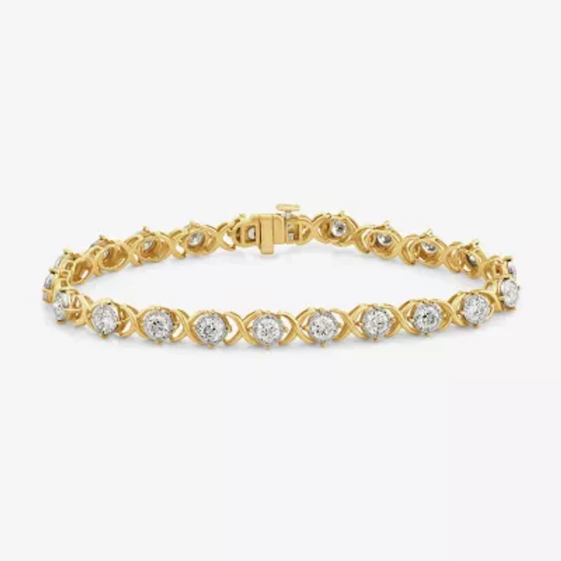 (F,Si2) Womens 4 CT. T.W. Lab Grown White Diamond 10K Gold 7.25 Inch Tennis Bracelet