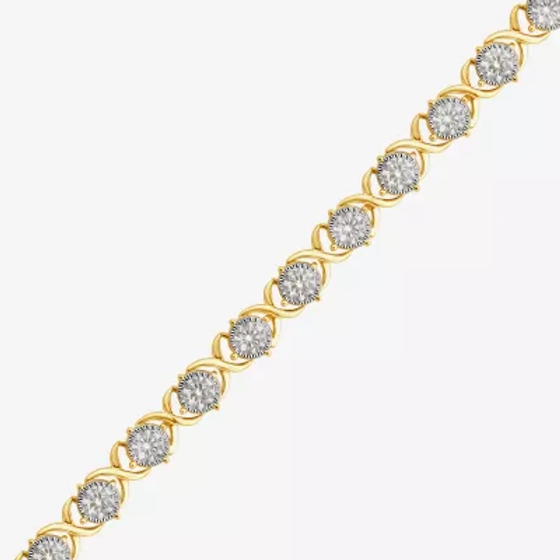 (F,Si2) Womens 4 CT. T.W. Lab Grown White Diamond 10K Gold 7.25 Inch Tennis Bracelet
