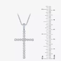 G / Si2) Womens 1/2 CT. T.W. Lab Grown White Diamond 10K Gold Cross 18 Inch Pendant Necklace